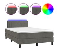 cama box spring colchon y led terciopelo gris oscuro 120x200 cm rayas verticales