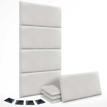 Dhome Juego De 8 Paneles Tapizados De Terciopelo Premium Pack Autoadhesivos Para Pared Acústicos Absorbentes Protección Impactos (blanco, 60x40cm, X8)