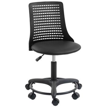 Homcom Silla De Escritorio Sin Brazos, Silla De Oficina Giratoria Negro