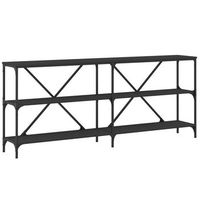 mesa consola hierro y madera de ingenieria negro 180x30x75 cm vidaxl