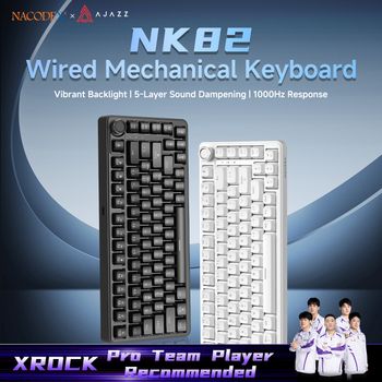 Teclado Mecánico con Cable AJAZZ NK82, Disposición de 75 Teclas, Intercambio en Caliente, Junta de Goma, Retroiluminación RGB Completa, Interruptores Silenciosos, Teclado para Esports y Juegos