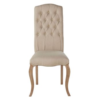 Silla de comedor capitoné de lino y fresno