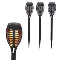 pack 4 antorchas solares efecto llama 12 leds o75x50 cm negro