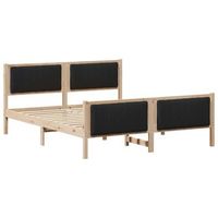 estructura de cama con cabecera marron y negro 160 x 200 cm vidaxl