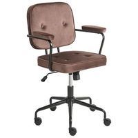silla de oficina de terciopelo patas negras giratorio altura ajustable marron pawnee