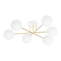 plafon de techo elegante blanco con 3 barras doradas y 6 esferas
