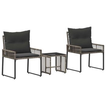 Juego De Muebles De Exterior Con Cojín 7 Piezas | Mobiliario De Jardín Gris Y Gris Oscuro