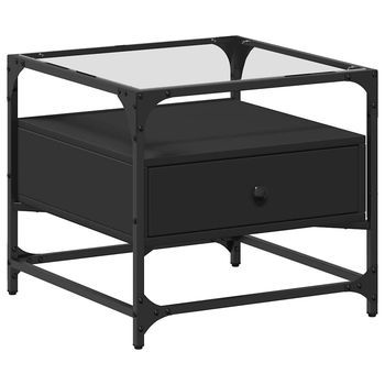 Mesa De Centro Superficie De Vidrio Acero Negro 50x50x45 Cm Vidaxl