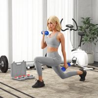 homcom juego de 10 kg - colaboracion aosomfr x ffhandball - pares de 051152 kg con estuche para entrenamiento muscular - pu multicolor y metal