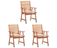 sillas comedor de jardin 3 unidades madera maciza acacia y cojines