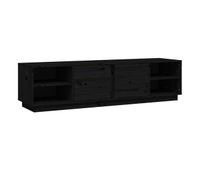 mueble de tv madera maciza de pino negro 156x40x40 cm