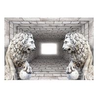 papel pintado 3d - leones de piedra 200x140 cm