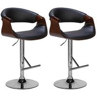 set de 2 taburetes de bar foley en polipiel simil cuero nogalnegro 52x60x95 cm clp