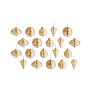 Conjunto De 20 Adornos De Navidad Colgantes Para El Árbol De Papel En Forma De Panal 3d Beige Jolstra