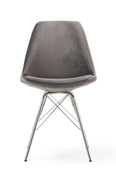 Celine Grey Velvet Chrome Leg Dining Chairs - Grey