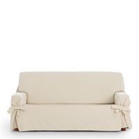 funda de sofa 2 plazas con lazos 100 algodon color crudo 140 - 180 cm