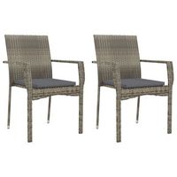 pack 2 uds sillas de jardin  silla de exterior  sillon con cojines ratan sintetico gris