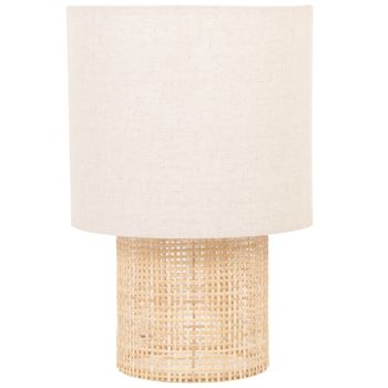 Lámpara de mesa de ratán y tela beige Alt. 54 cm