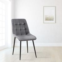 silla de comedor con reposapies en terciopelo gris oscuro