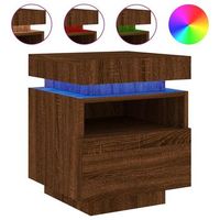mesita de noche con luces led marron roble 40x39x485 cm vidaxl