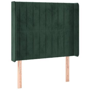 Cabecero Cama Mueble De Dormitorio Con Led De Terciopelo 103 X 16 X 118/128 Cm Verde Oscuro M02_0002010