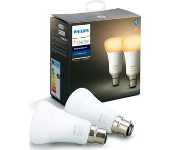 PHILIPS Hue White Ambience Bluetooth LED Bulb - Twin Pack, B22, White