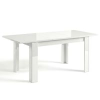 mesa de comedor extensible 140-190x90 cm melamina blanco brillo