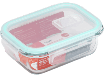 Tupper - CMP Paris KAE1474, Vidrio borosilicatado, 350 ml, Apto para horno, microondas, congelador y lavavajillas, Azul transparente