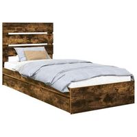 cama con almacenamiento con cajon roble ahumado 70 x 190 cm vidaxl