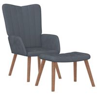 sillon lounge de diseno moderno con reposapies en terciopelo gris oscuro dec026526