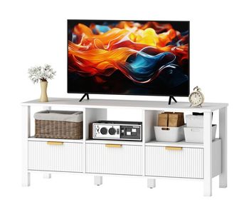 Mueble de tv moderno con 3 cajones y 3 estantes abiertos para televisión 43-55 pulgadas 120x39,5x50 cm blanco