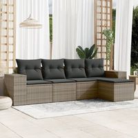 conjunto de sofas jardin con cojines 5 uds  mueble jardin mesa y sillas ratan sintetico gris cfw229512