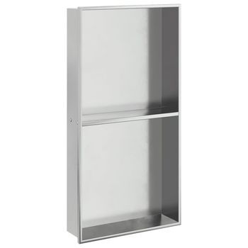 Hornacina Ducha Acero Inoxidable Plateado Cepillado 32x62x9 Cm Vidaxl