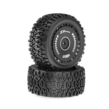 2 piezas ZD Racing BX12 1/12 Piezas de automóvil RC sin escobillas Ruedas de neumáticos delanteros y traseros Pre-pegado