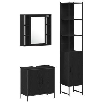 Unidades De Tocador De Baño 3 Uds. Negro 33 X 33 X 185,5 Cm Vidaxl