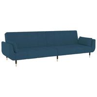 sofa cama de 2 plazas con dos cojines terciopelo azul vidaxl