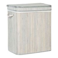 cesta de madera de bambu gris claro 60 cm 2 compartimentos tapa cremallera kalthota