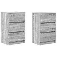 pack 2 uds mesillas de noche  mesita de noche con 3 cajones gris sonoma 39x35x65 cm