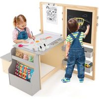 caballete infantil juego de mesa y banco de arte costway 114 x 81 x 100 cm