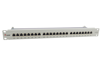 PATCH PANEL 24 PUERTOS CATEGORIA 6A APANTALLADO COLOR GRIS CLARO