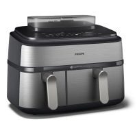 freidora de aire philips na55500 9l doble cubeta rapid air 12 programas pantalla led plata
