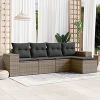 conjunto de sofas jardin con cojines 5 uds  mueble jardin mesa y sillas ratan sintetico gris cfw549856