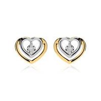 pendientes corazon de oro 14 quilates con diamantes