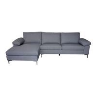 sofa chaise longue jorge lado izquerdo visto de frente  con patas metalicas en color gris 91x265x135 cm