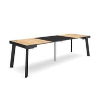 mesa consola extensible mesa comedor plegable 260 para 12 comensales patas de madera estilo moderno roble y negro