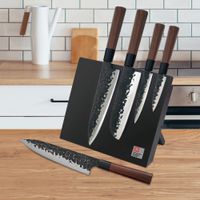 bloque de 5 cuchillos de cocina acero inoxidable negro