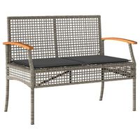 banco de jardin  banco de exterior  silla de jardin con cojin ratan sintetico gris y madera acacia