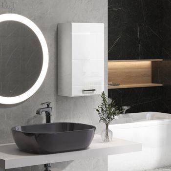 Armario De Baño De Pared De Mdf Kleankin 37x22,5x70 Cm Blanco Brillo