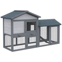 pawhut conejera madera exterior para conejo cobaya con bandeja extraible casa para animal pequeno 90x45x80 cm   aosom espana