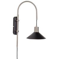 lampara de pared moderna iluminacion pantalla conica metal boton encendidoapagado negro plata sissa